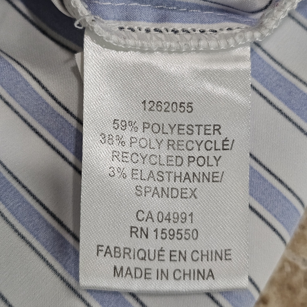 Maison d’Amélie Paris Womens M Blue White Stripe Button Shirt Stretch Work Top - Picture 5 of 7